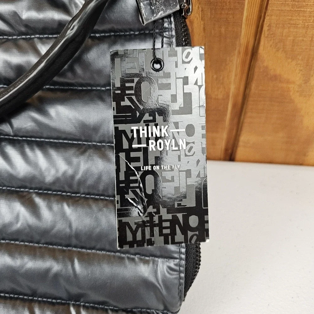 Think Royln Women's The Beverly Gray Puffer Hobo Bag w/ Shoulder Strap